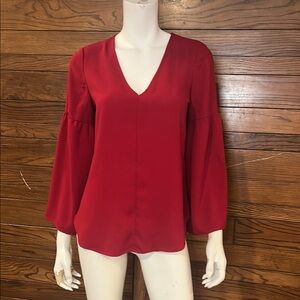 Cleo Deep Red V-Neck Blouse